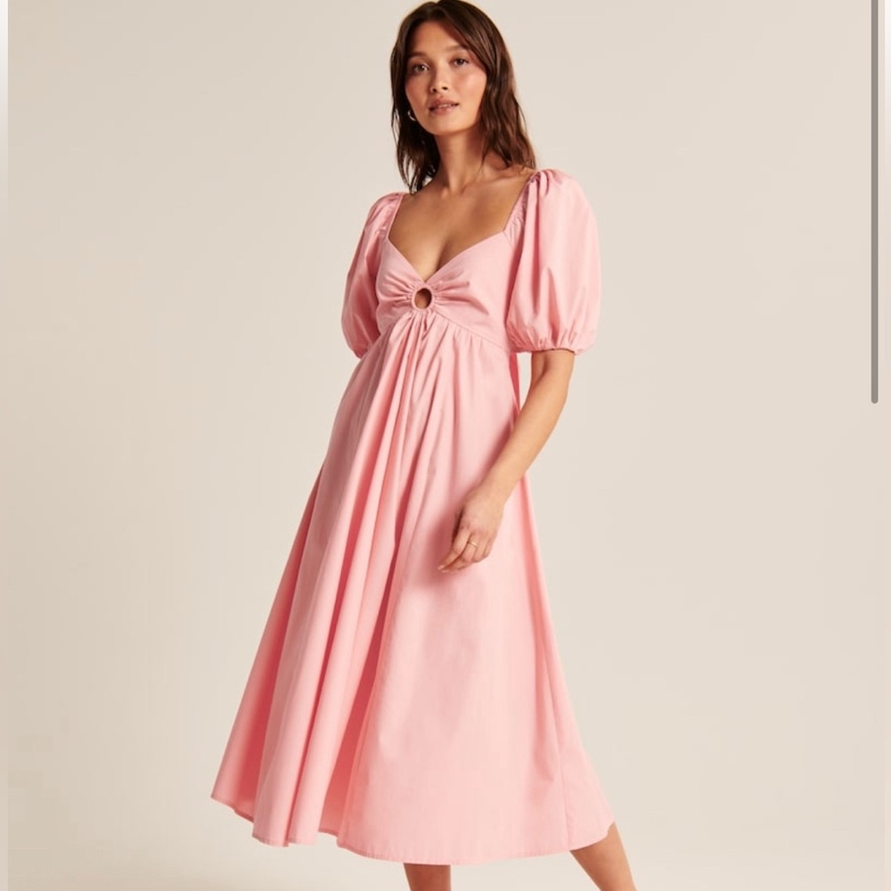 Abercrombie O-Ring Puff Sleeve Midi Dress